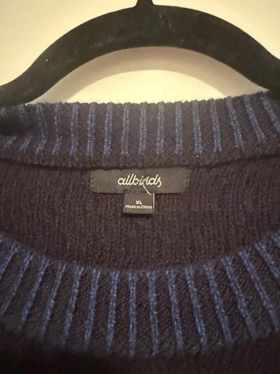 NWOT allbirds Navy and Black Ribbed Wool Sweater - Picture 2 of 7